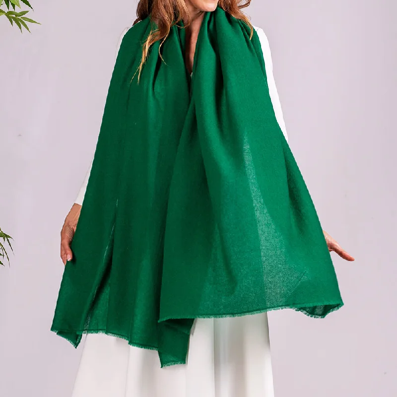 Emerald Green Gossamer Cashmere Shawl Trendy Bohemian Shawl Cape