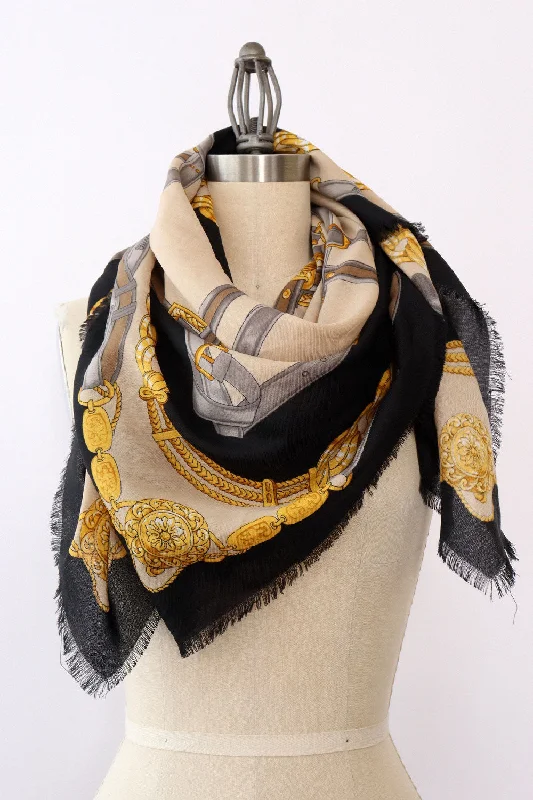 Equestrian Buckle Print Shawl Soft Summer Shawl Wrap