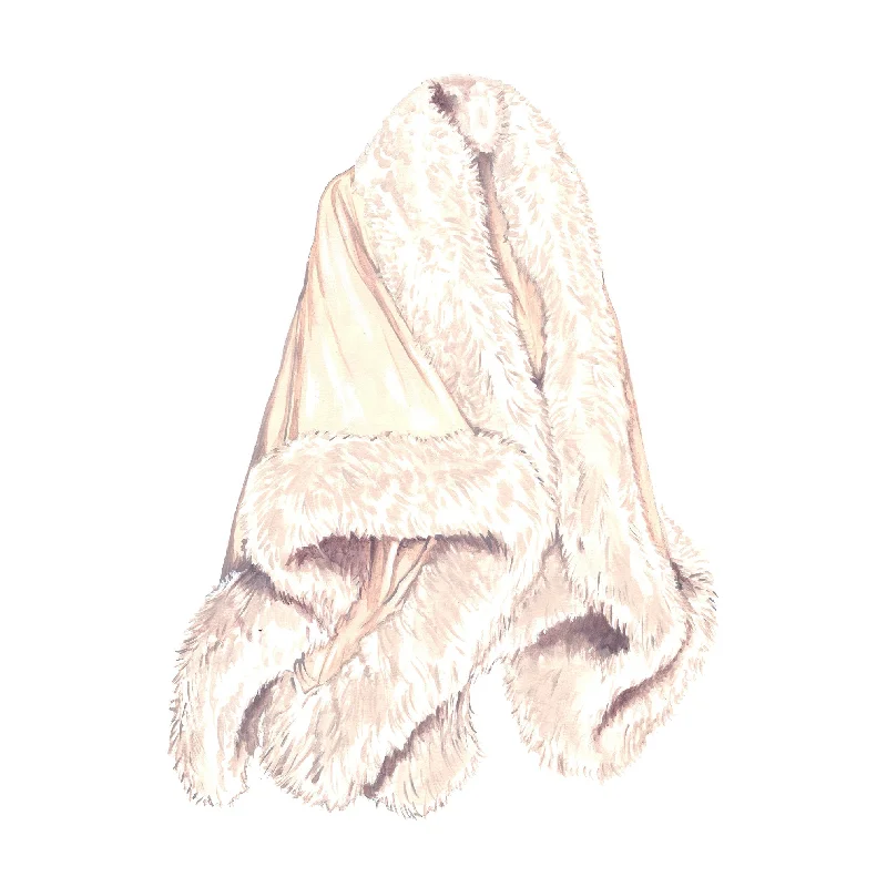 Faux Fur Trimmed Shawl Casual Cotton Shawl