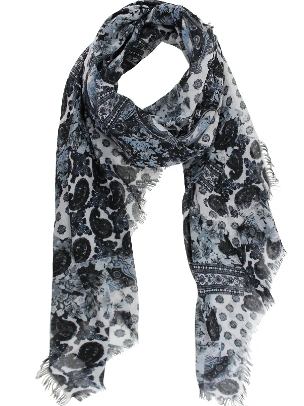 Black Floral Paisley Shawl Wrap Elegant Pashmina Shawl Cape