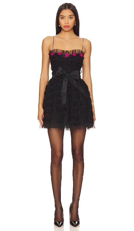 For Love & Lemons Delphina Mini Dress in Black