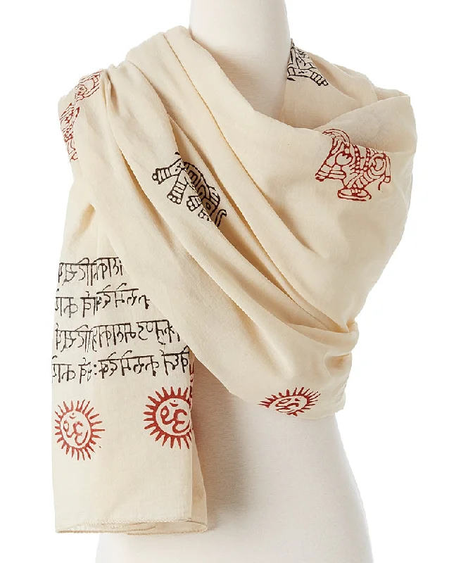 Ganesh Mantra blessing  Prayer Shawl Trendy Floral Print Shawl