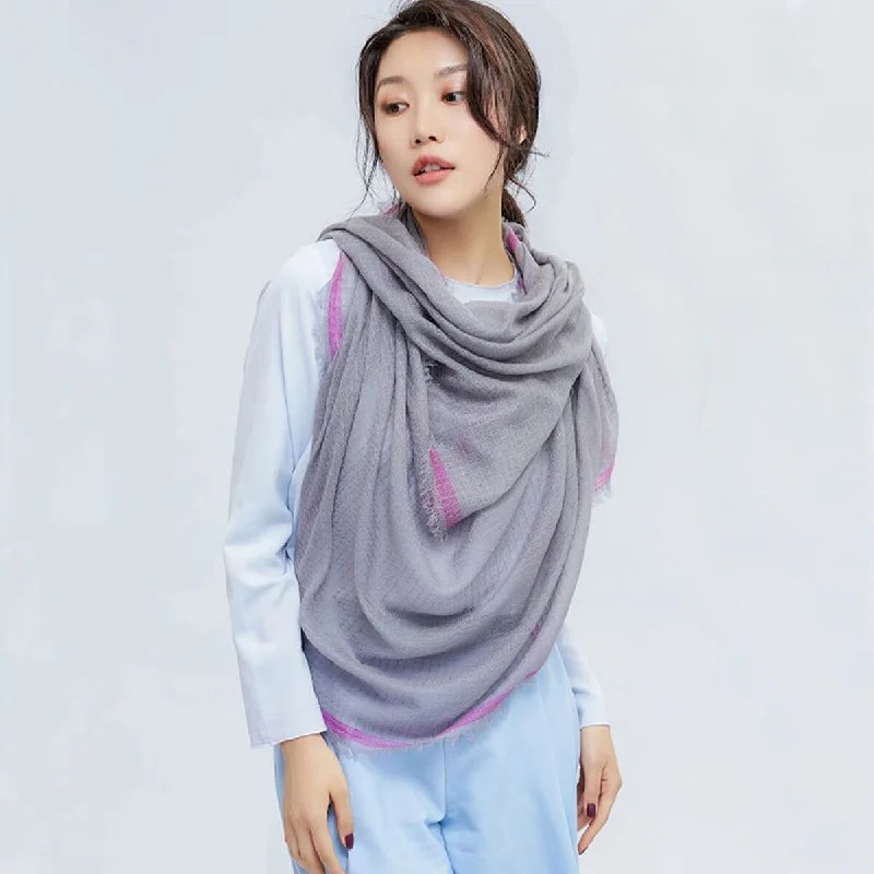 Gray Superfine Wool Shawl Elegant Silk Shawl Scarf