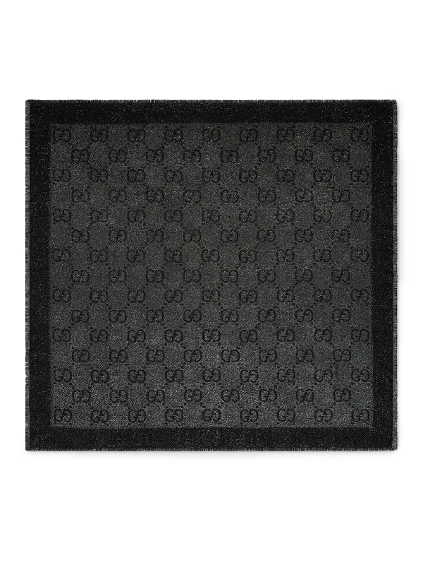 GG LAMÉ JACQUARD SHAWL Trendy Chunky Knit Shawl