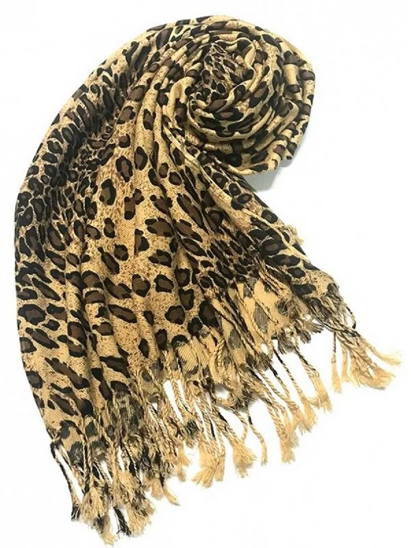 Leopard Printed Pashmina Wrap Shawl Lightweight Cotton Shawl