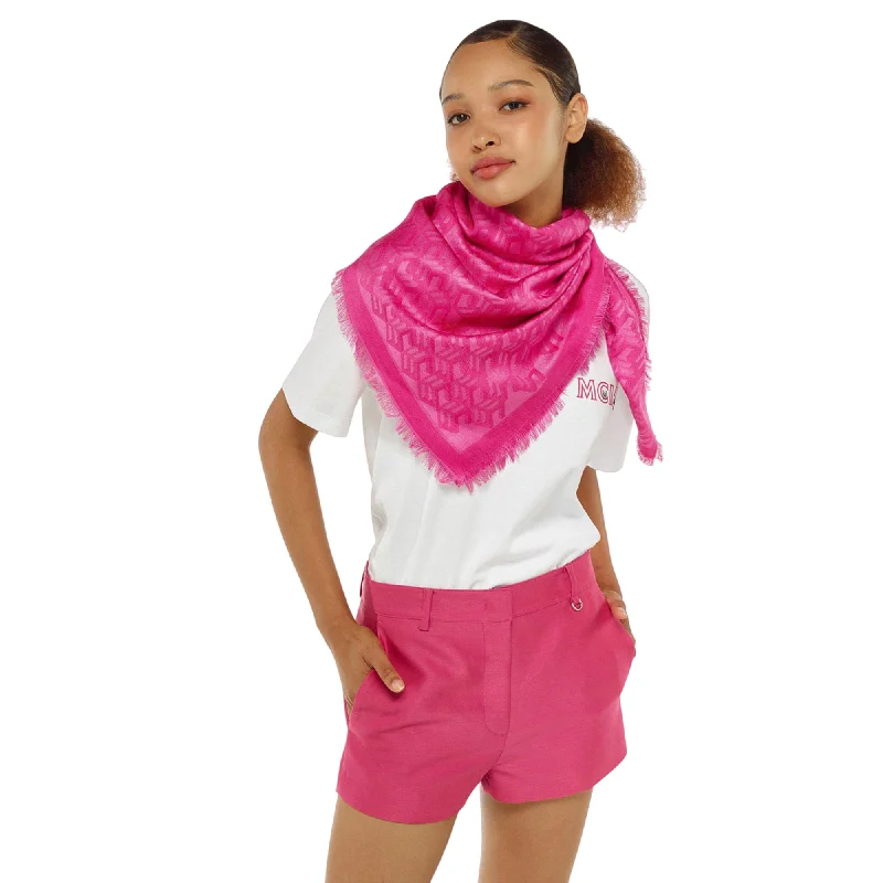 MCM Cubic Monogram Jacquard Shawl Pink Soft Pashmina Shawl Wrap