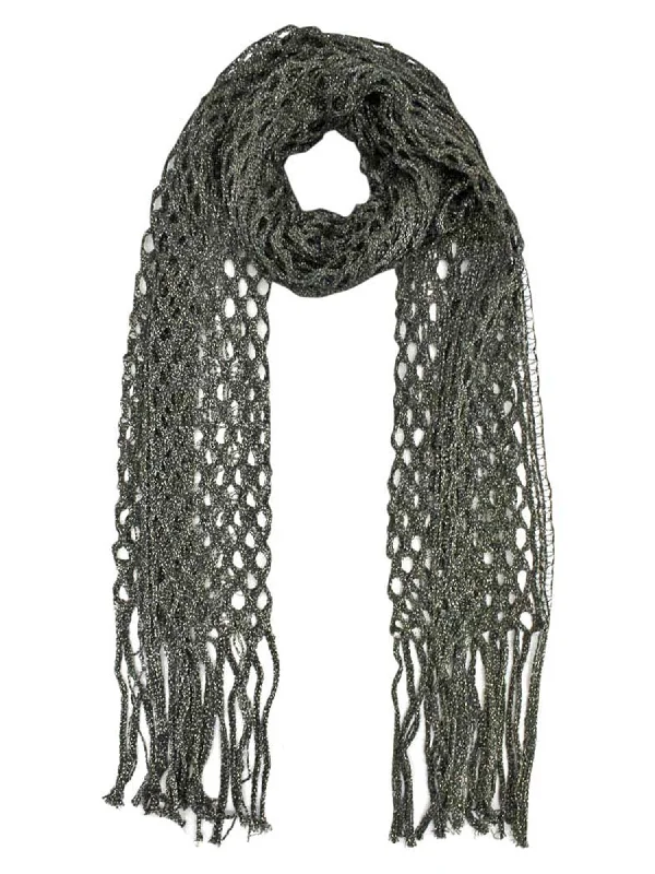 Metallic Long Mesh Fringed Shawl Elegant Velvet Shawl Wrap