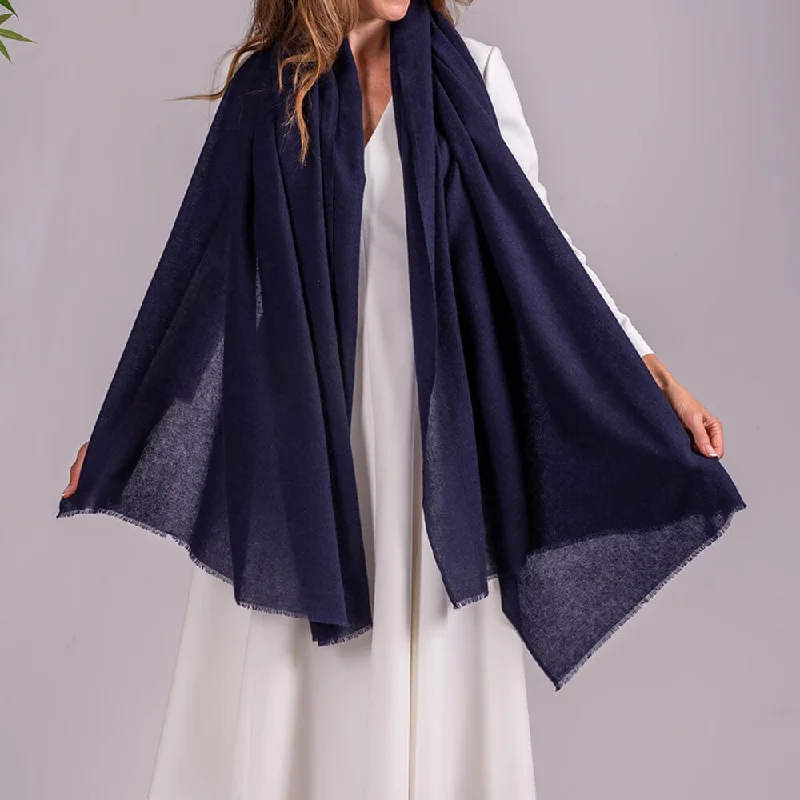 PRE ORDER: Midnight Blue Gossamer Cashmere Shawl Elegant Silk Shawl Scarf