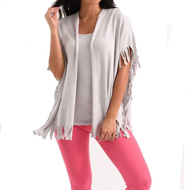 Nea Fringe Kashmira Shawl In Gray Elegant Silk Shawl Wrap