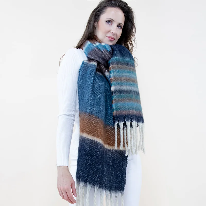 Nouvel Navy Winter Shawl Luxurious Silk Shawl Cape