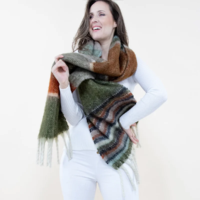 Nouvel Olive Winter Shawl Chic Embroidered Shawl Wrap