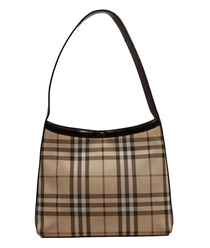 Nova Check Coated Canvas Tote Suede Faux Fur Shearling