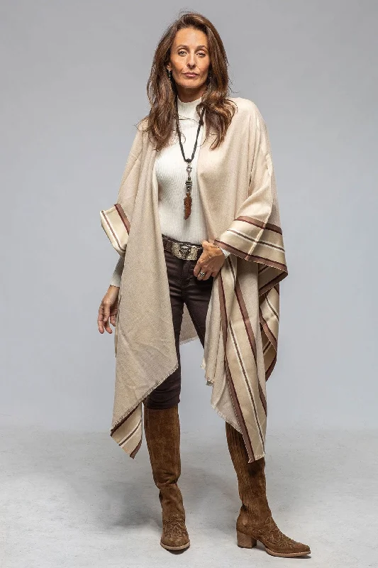 Nuvola Cashmere Silk Cape/Shawl In Beige Trendy Boho Style Shawl