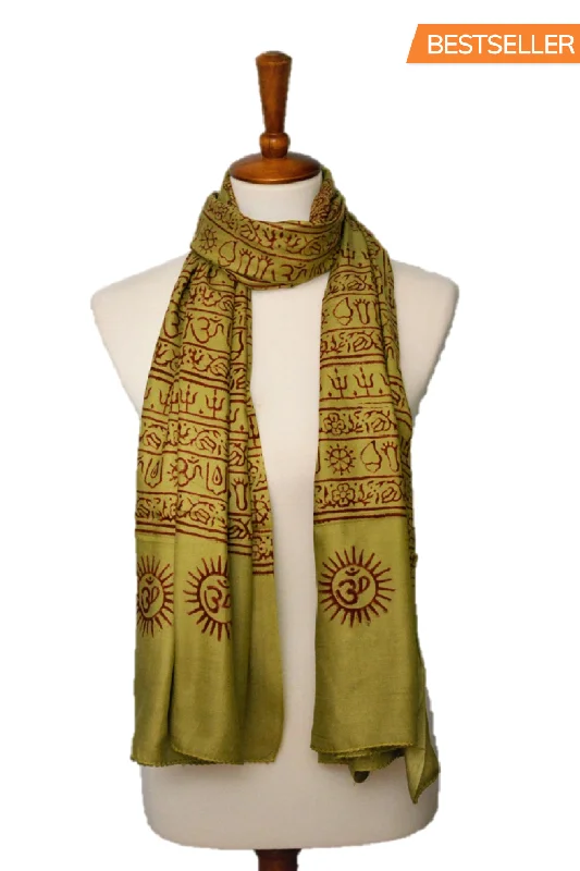 OM Yoga Meditation Mantra Prayer Shawl - Large Trendy Knitted Shawl Wrap