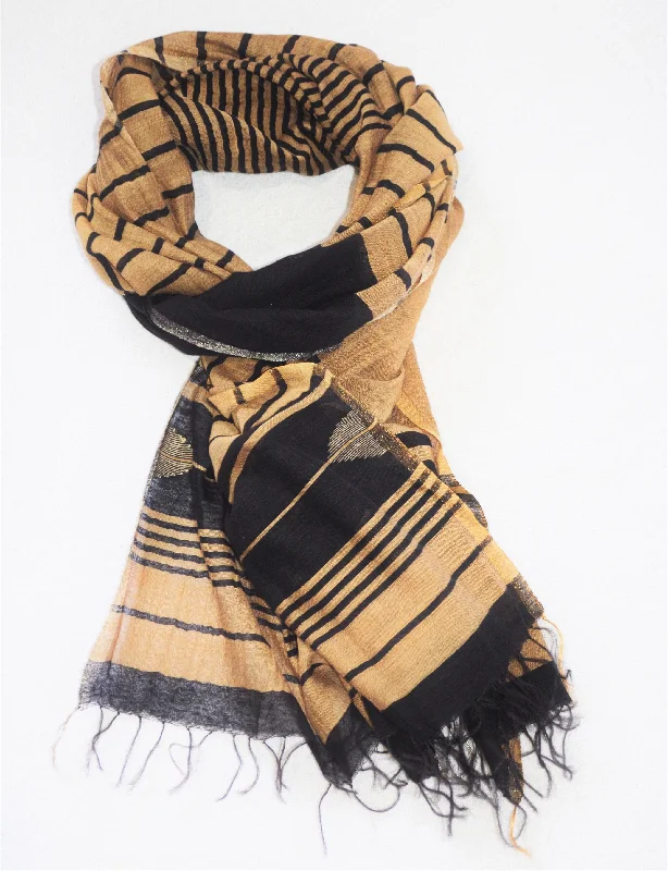 One of a kind Handwoven Black and gold Silk Shawl - Limited Edition Classic Wool Shawl Wrap