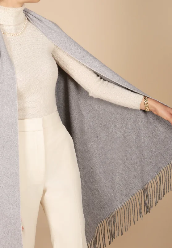 'Opera' 100% Organic Mongolian Cashmere Two-Tone Shawl in Grigio Elegant Velvet Shawl Wrap 'Opera' 100% Organic Mongolian Cashmere Two-Tone Shawl in Grigio Elegant Velvet Shawl Wrap