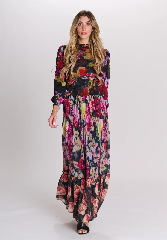 Paper Parachute Floral Shirred Waist Dress