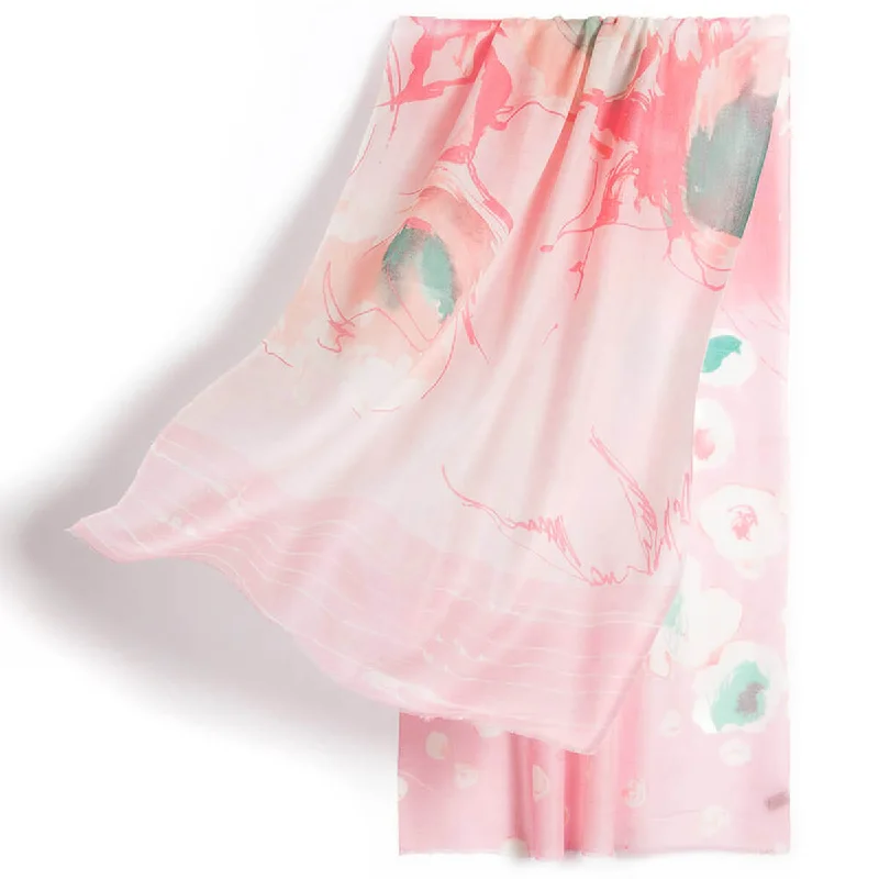 Pink Lightweight 100s Cashmere Shawl Chic Knit Shawl Poncho