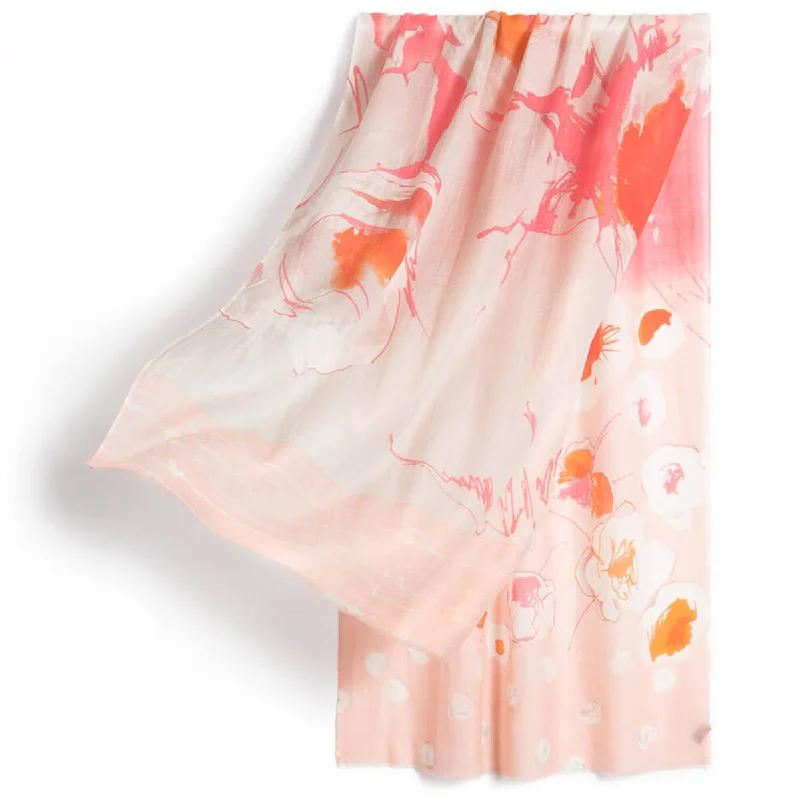 Pink Print Lightweight 100s Cashmere Shawl Fashionable Wool Blend Shawl