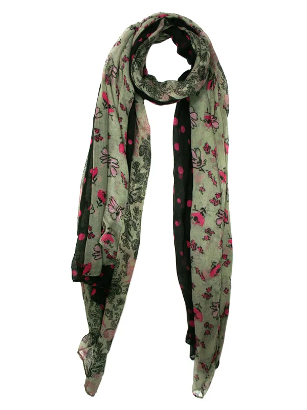 Polka Dot Floral Pareo Wrap Shawl Soft Wool Shawl Wrap
