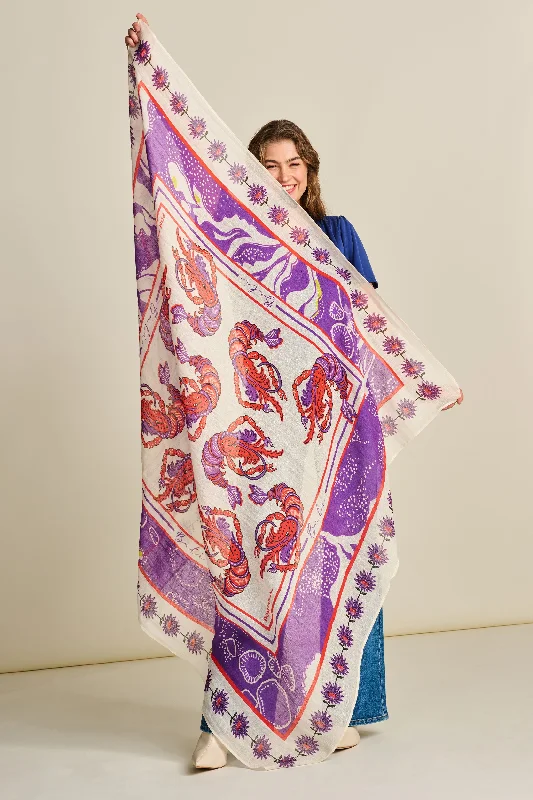 POM Shawl - Fete Du Shrimp Elegant Wool Shawl Cape