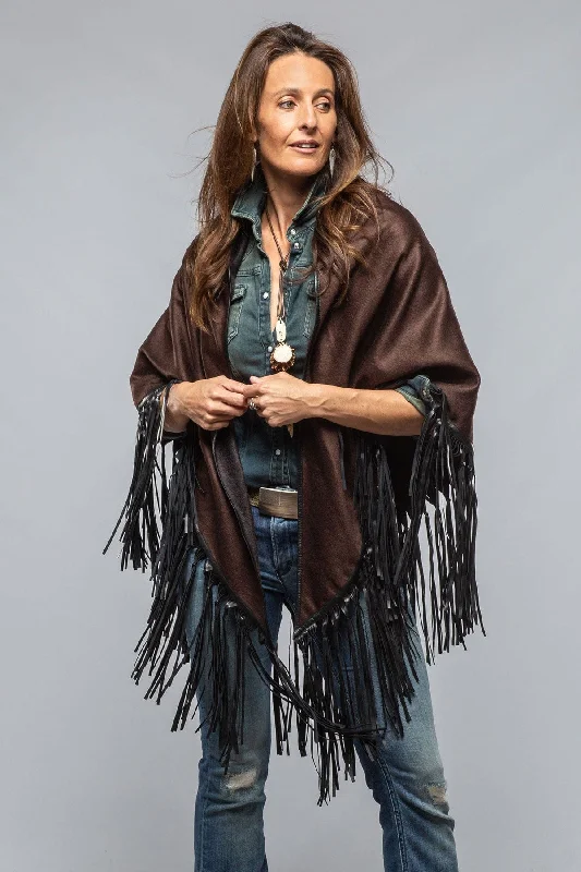 Ponderosa Reversible Cashmere Fringe Shawl In Midnight/Chocolate Stylish Pashmina Shawl Wrap