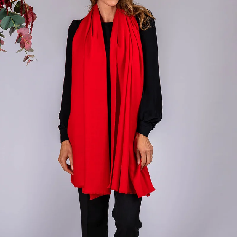Postbox Red Handwoven Cashmere Shawl Cozy Cashmere Shawl Throw