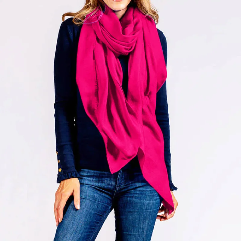 Magenta Pink Handwoven Cashmere Shawl Chic Cotton Shawl Wrap