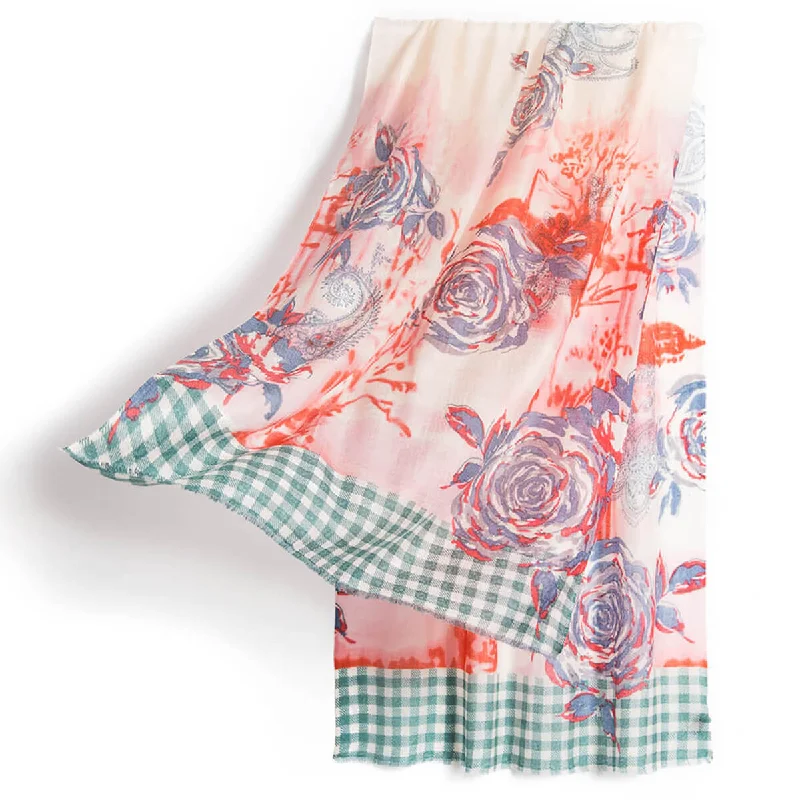 Rose Lightweight 100s Cashmere Shawl Soft Knit Shawl Poncho