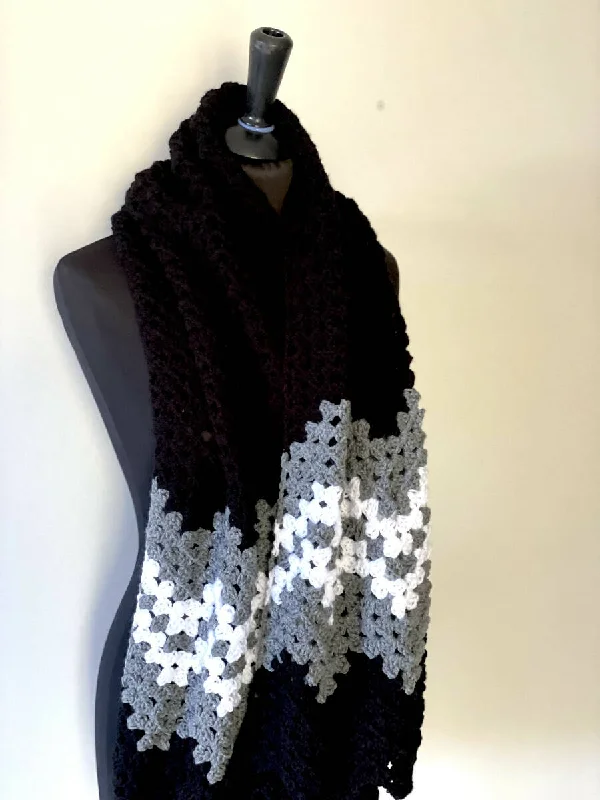 Roudainas Art Crochet Shawl Black Elegant Velvet Shawl Wrap