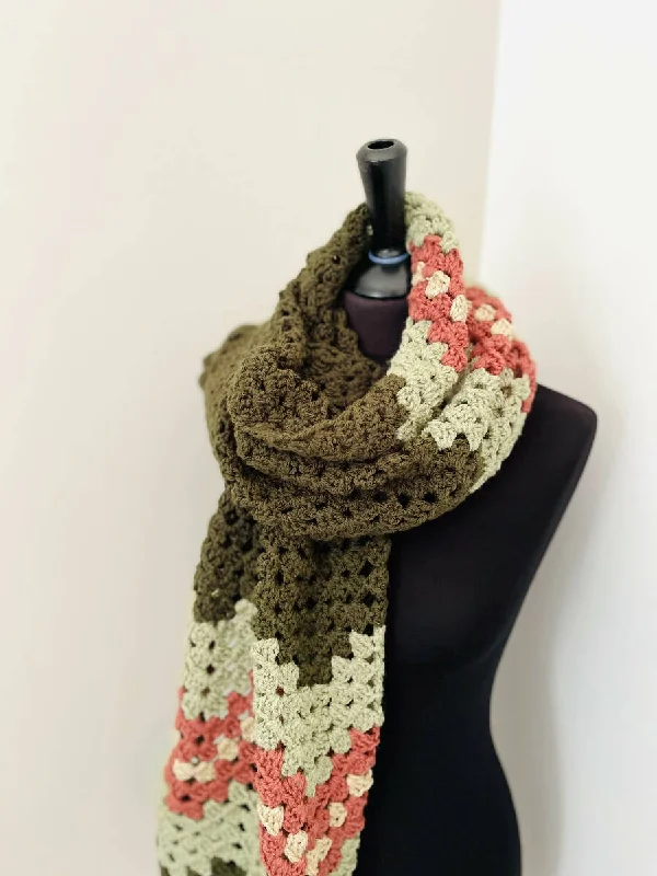 Roudainas Art Crochet Shawl Olive Green Warm Wool Shawl Cape