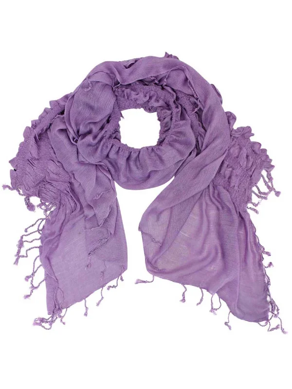 Ruffle Edge Shawl With Fringe Comfortable Embroidered Shawl