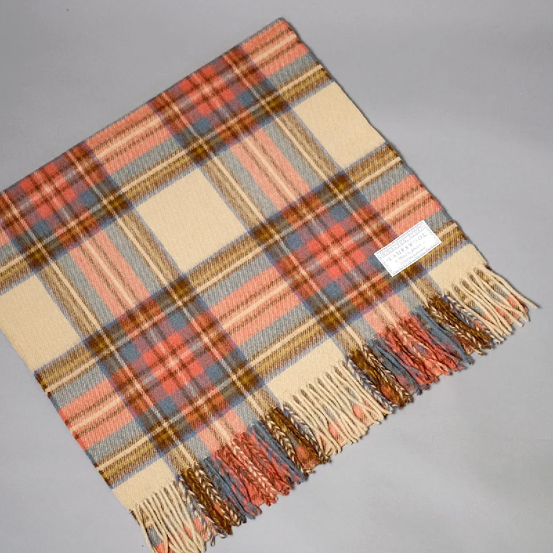Lambswool Shawl in Antique Dress Stewart Tartan Comfortable Shawl Scarf Wrap