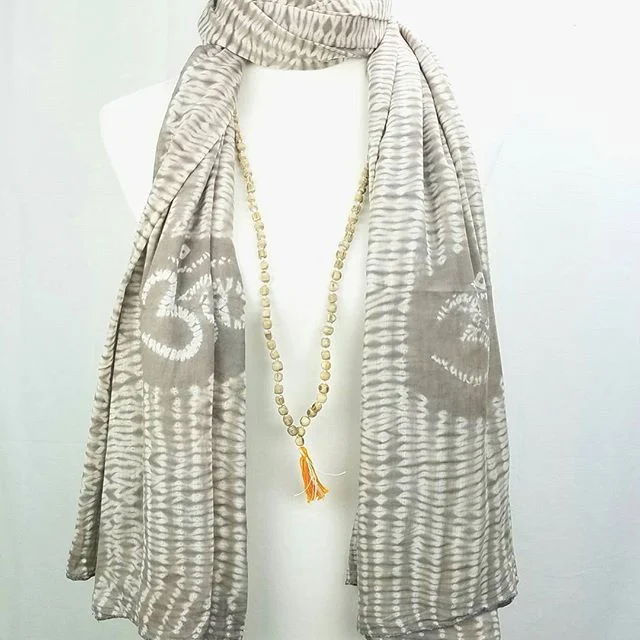 Tulsi OM prayer shawl Lightweight Silk Shawl