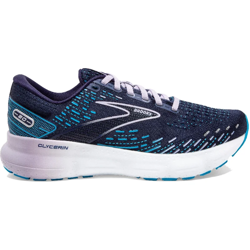 Women's Brooks Glycerin 20, Peacoat/Ocean/Pastel Lilac, 6.5 2A Narrow Sequined Lace Ribbed Women's Brooks Glycerin 20, Peacoat/Ocean/Pastel Lilac, 6.5 2A Narrow Sequined Lace Ribbed