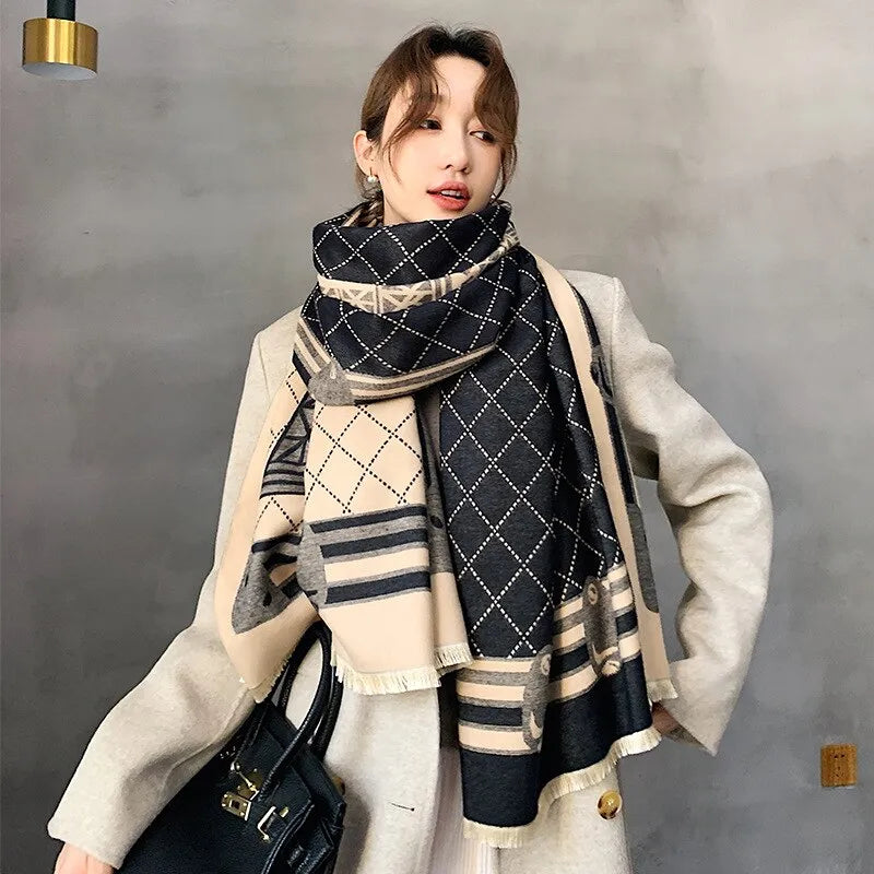 Women's Luxury Casual Style Winter Warm Printed Pashmina Wrap Shawl Classic Lace Shawl Wrap Women's Luxury Casual Style Winter Warm Printed Pashmina Wrap Shawl Classic Lace Shawl Wrap