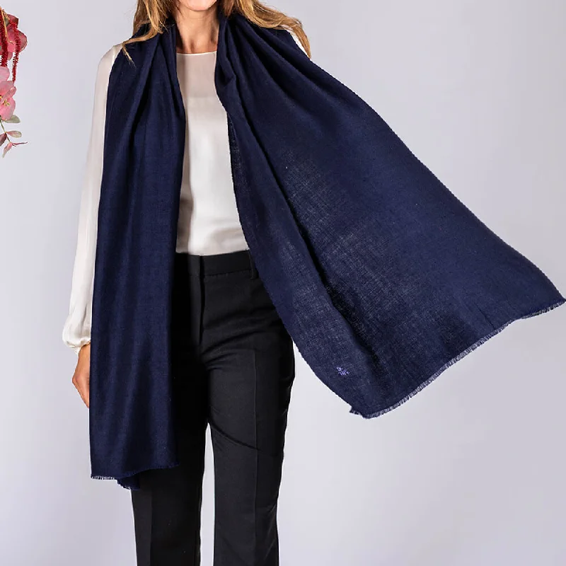 Navy Blue Cashmere Shawl Lightweight Silk Shawl