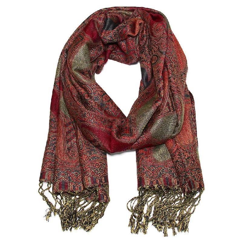 Women's Paisley Pashmina Shawl Cozy Wool Shawl Poncho