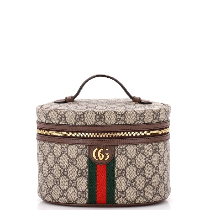 Ophidia Top Handle Cosmetic Case GG Coated Canvas Small Plaid Tartan Floral