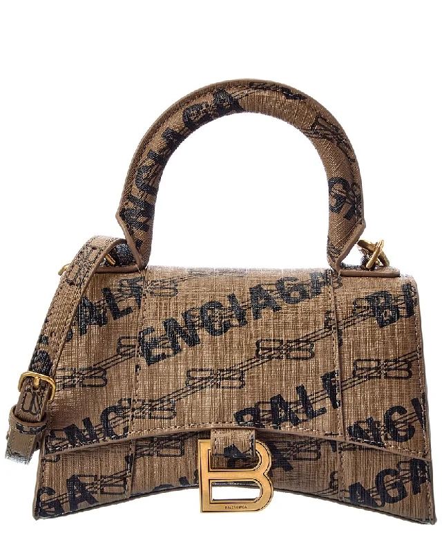 Balenciaga Hourglass XS Coated Canvas Shoulder Bag Square Neck One-Shoulder Off-the-Shoulder Balenciaga Hourglass XS Coated Canvas Shoulder Bag Square Neck One-Shoulder Off-the-Shoulder