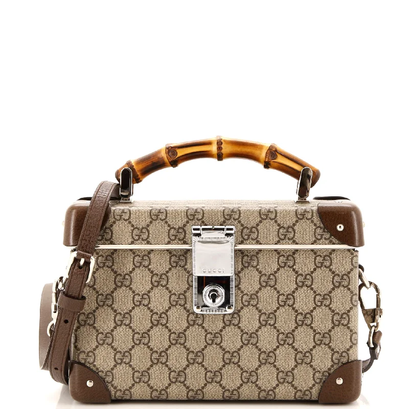 Bamboo Globe-Trotter Vanity Case GG Coated Canvas Sequined Lace Ribbed