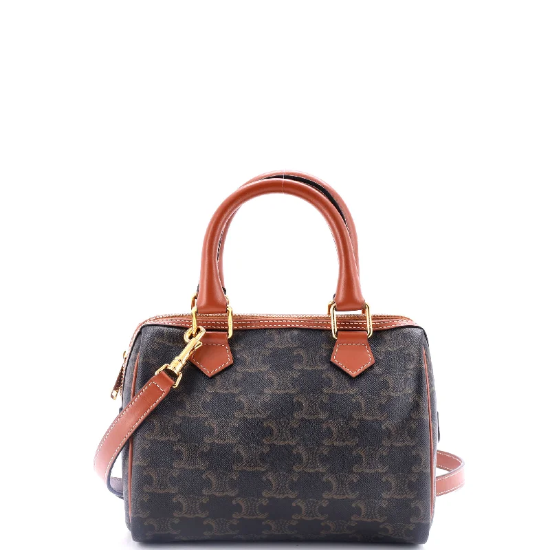 Boston Bag Triomphe Coated Canvas Small Herringbone Houndstooth Plaid