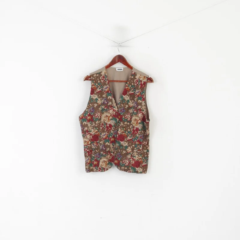The Clothing Barn Women L Waistcoat Beige Floral Shiny Viscose Vintage Vest Warm Fleece Waistcoat Vest The Clothing Barn Women L Waistcoat Beige Floral Shiny Viscose Vintage Vest Warm Fleece Waistcoat Vest