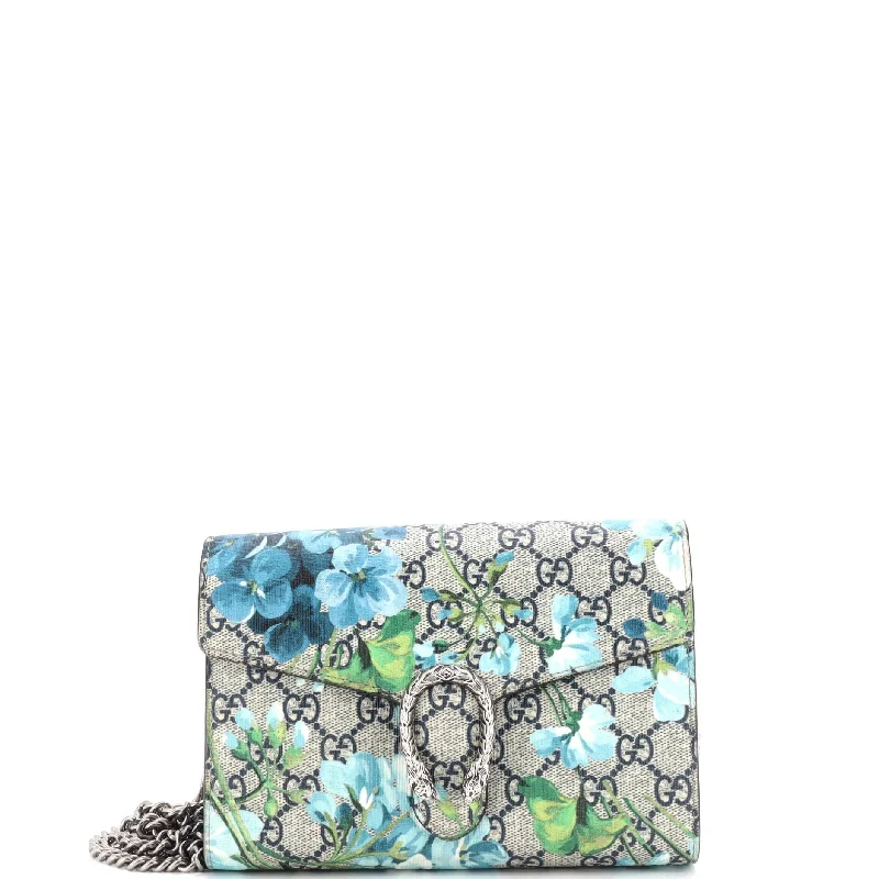 Dionysus Chain Wallet Blooms Print GG Coated Canvas Long Buttoned Toggled Snapped