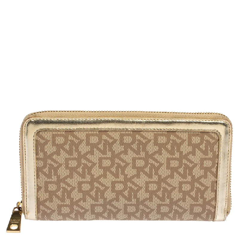 Dkny Beige Signature Coated Canvas And Leather Zip Around Wallet Cuffed Rolled Raglan Dkny Beige Signature Coated Canvas And Leather Zip Around Wallet Cuffed Rolled Raglan