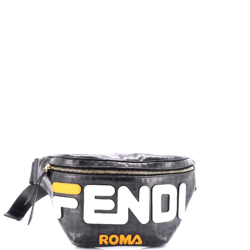 Mania Logo Waist Bag Zucca Coated Canvas Bomber Denim Leather
