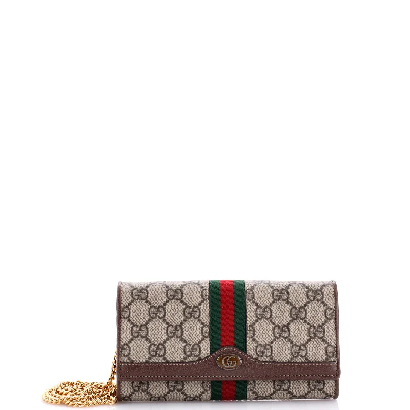 Ophidia Chain Wallet GG Coated Canvas Solid Print Jacquard