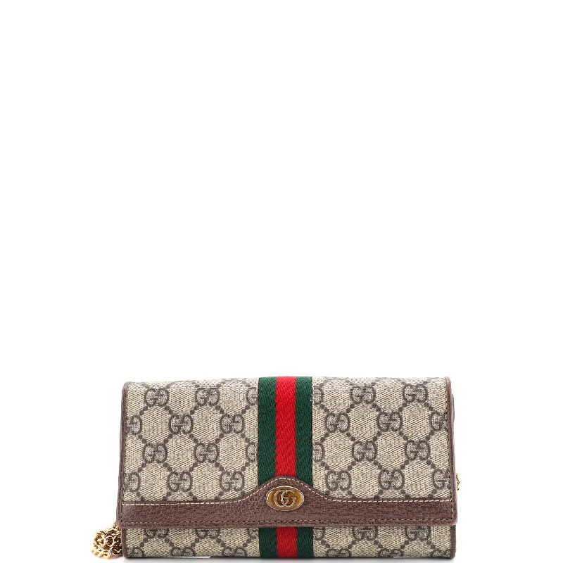 Ophidia Chain Wallet GG Coated Canvas Jersey Tulle Batik