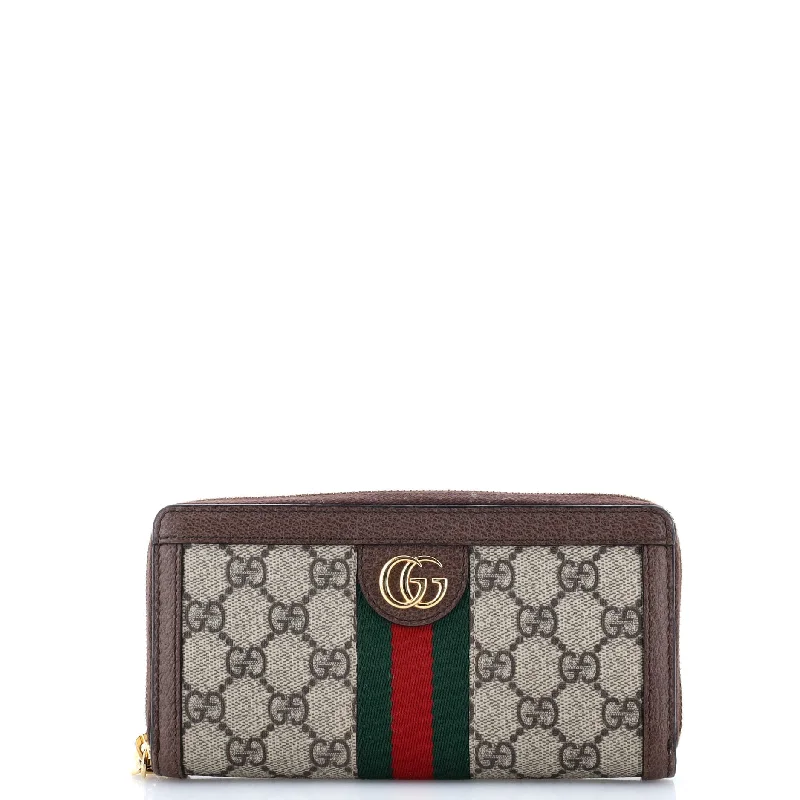 Ophidia Zip Around Wallet GG Coated Canvas Vent Hem Cuff