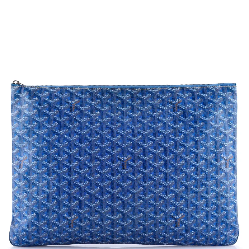 Senat Zip Pouch Coated Canvas GM Appliqued Beaded Sequined